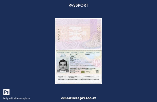 modello di passaporto serbo in stile verificato ( presente).